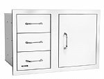 Bull BBQ 30 Inch Door w/3-Drawer/Combo, SS 