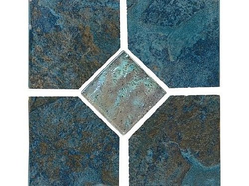 NPT CRL-TEAL DECO GL Coral Tile Teal Deco 6" x 6"