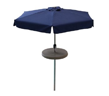 Global Pool Products, 30" White Floor Mount Pool Table w/Blue Umbrella | GPP-LF-TTUP-W-U