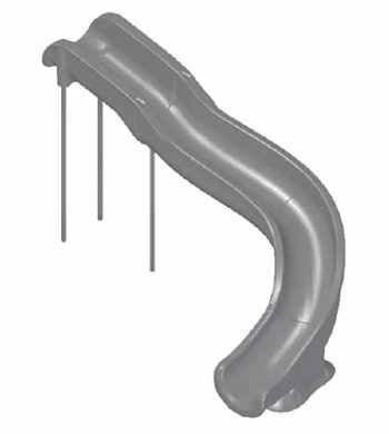 Global Pool Products, SW17 Landscape Pool Slide Grey Right Entry with LED Package | GPPSSW17-GREY-R-LED